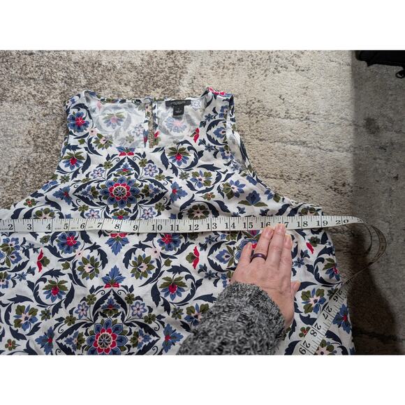 Ann Taylor Factory Linen Blend Tank Button Back Women's Small Beach Floral - Picture 5 of 7